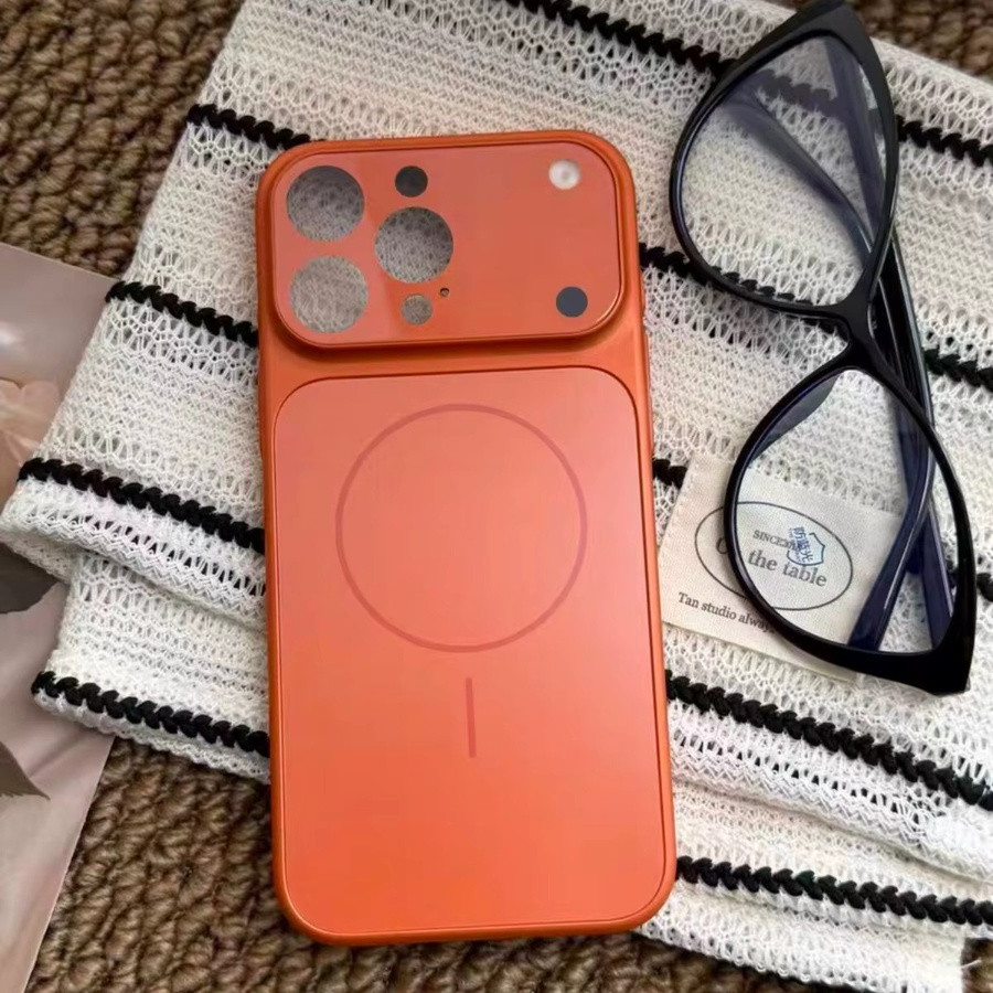 Magnetische Nano Glas Schutzhülle für iPhone 17 Air 16 15 14 13 Pro Max mit MagSafe Unterstützung in Gold und Orange - Bild 4