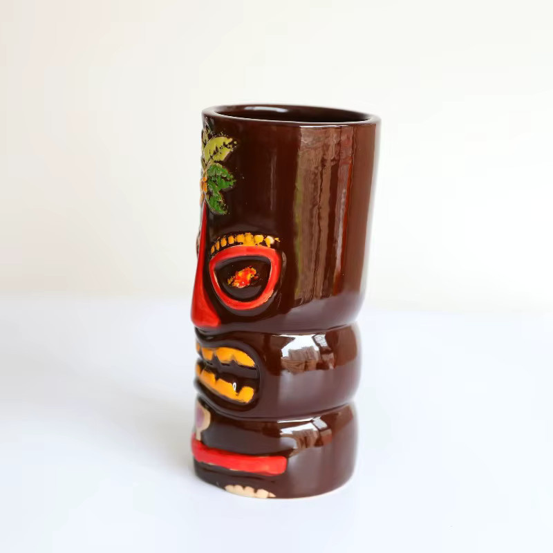 Tiki-Keramiktasse in Kokosnussform für Cocktails und hawaiianisches Thema - Bild 2