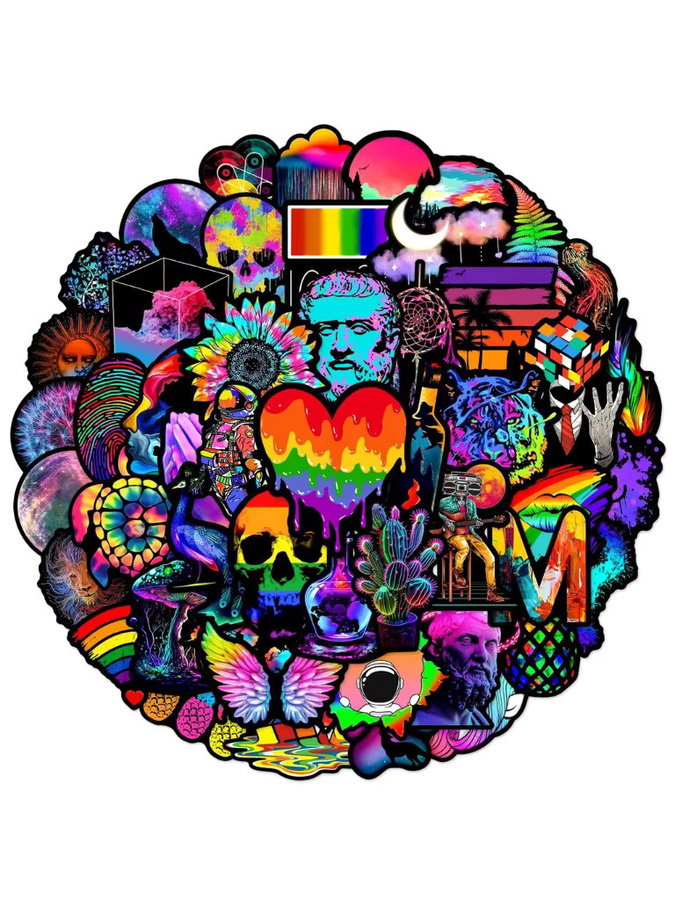 50 Stück bunte abstrakte Kunst-Graffiti-Aufkleber von Papery Pop Store für Laptop, Handyhülle und Gepäck - Bild 4