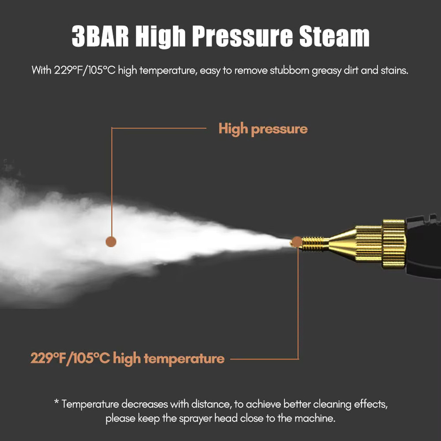 BALASHOV Handheld Dampfreiniger 2500W in Weiß für Haushalt und Auto zur Hochtemperatur-Sterilisation - Bild 4
