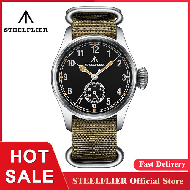 STEELFLIER Armbanduhr Quarz, Edelstahl, Textil/NATO, Schwarz, Herren - Bild 1