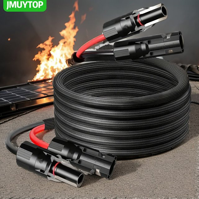 JMUYTOP Solarpanel-Verlängerungskabel 14 AWG in Schwarz mit flammhemmender Hülse für tragbare Kraftwerke von Jakery, Renogy oder EcoFLOW - Bild 1