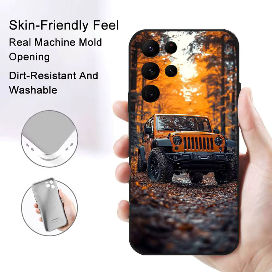 coolj-jeeps Wrangler Softshell Handyhülle für Samsung Galaxy S21 S22 S23 S24 S25 FE Plus in Schwarz - Bild 3