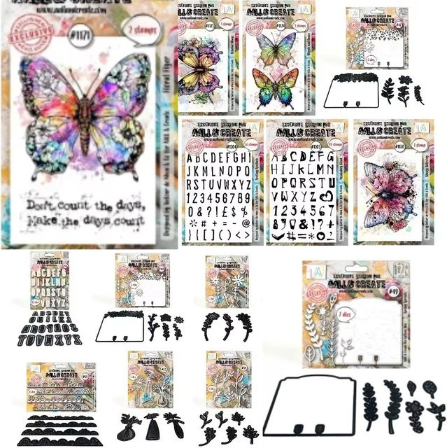 Metall-Stanzformen und Stempel Set mit Schmetterlingen und Buchstaben in Multicolour für DIY Scrapbooking und handgefertigte Karten aus Papier - Bild 1
