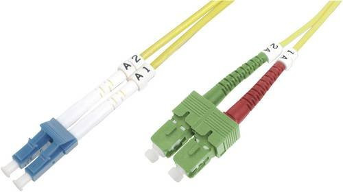Digitus Glasfaser LWL Anschlusskabel Singlemode OS2 Gelb, Länge: 3,00 m, 1x SC/APC 8° auf 1x LC - Bild 1