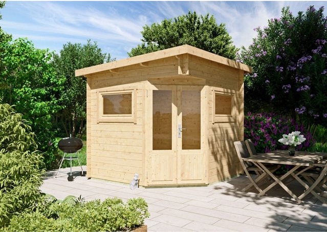Fjordholz Gartenhaus Modell Leva 2A als 5-Eck aus Holz in Braun mit Fenstern und Schloss - Bild 1