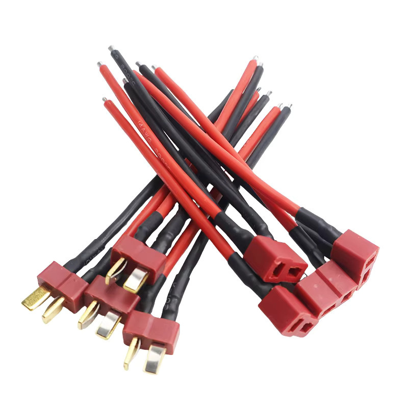 4er Set Deans Ultra Pigtail Kabel mit T-Steckern Männlich/Weiblich, 10 cm Länge, 14AWG weicher Silikon-Draht in Rot für RC Quadcopter und Lipo Batterien - Bild 2