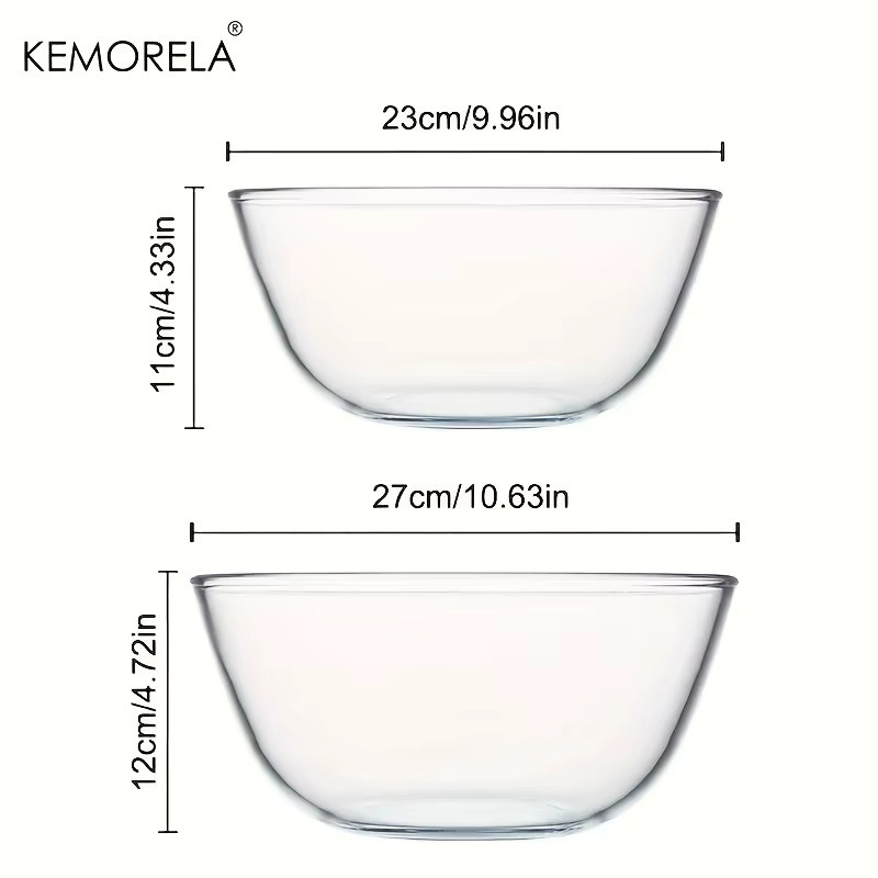 KEMORELA Tiefenmischschale aus Glas, transparent, rund, ofenfest und mikrowellengeeignet - Bild 6