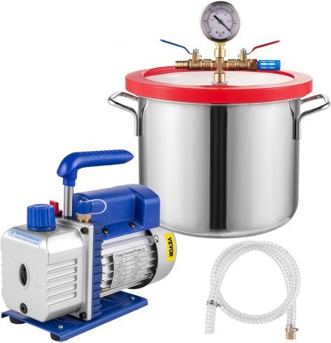 Vevor Einstufige Vakuumpumpe für HVAC und Klimaanlagen, 5,7 l, 28 l/min, 186 W, Silber/Edelstahl - Bild 1