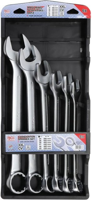 BGS Maul-Ringschlüssel-Satz extra lang aus Chrom-Vanadium, 6-teilig, SW 34 - 50 mm, silber - Bild 2