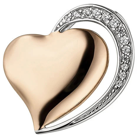 Colfem Anhänger Herz, 925 Sterling Silber, bicolor vergoldet, 13 Zirkonia - Bild 1
