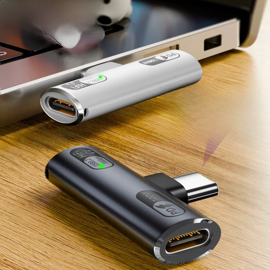 2-in-1 USB-C Kopfhörer-Adapter mit 100 W Ladefunktion für iPhone 15/16 und Samsung Tablets, Audio-Ladekonverter in Schwarz und Silber - Bild 1