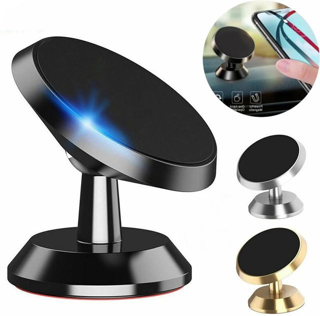 Magnetischer Autotelefonhalter mit 360 Grad Drehung in Schwarz für iPhone und Samsung - Bild 1
