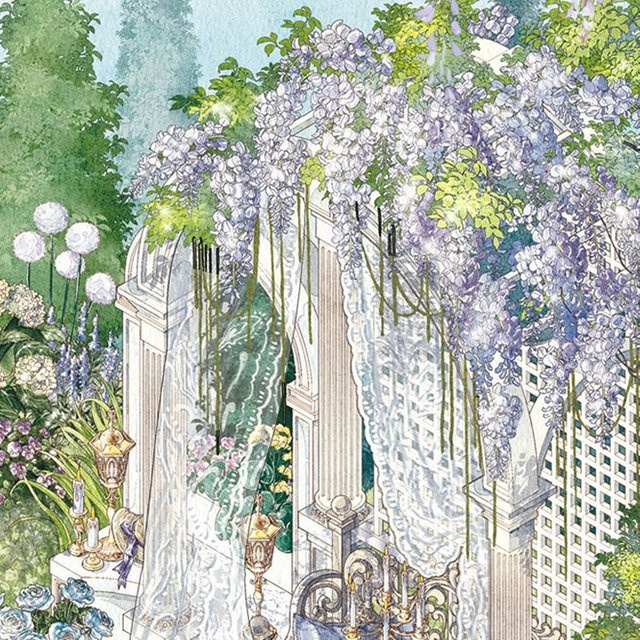 Kawaii 3D Miniatur-Szenen-Aufkleber für DIY Album-Dekoration mit Weinreben-Garten und Orchideen-Fluss in Multicolour - Bild 1