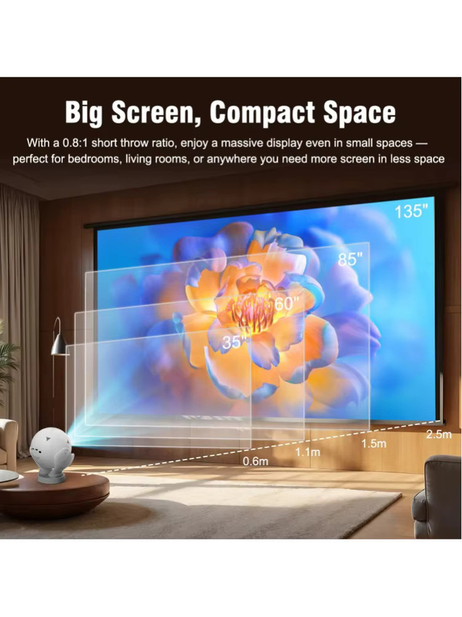 Magcubic HY320F Fußball-Projektor in Weiß mit Android 14, 8K Unterstützung, 500 ANSI, WiFi6 und Bluetooth 5.4 für dein Heim- und Outdoor-Kino - Bild 6