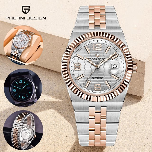 PAGANI DESIGN Armbanduhr, Automatik, Edelstahl, Roségold, Saphirglas, Herren - Bild 1