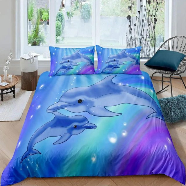 Bettwäsche-Set Your Warm Home mit 3D-Delfin-Motiv in Blau, Material: Polyester, B/H: 240 x 210 cm - Bild 1