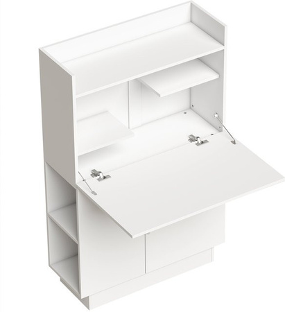 HOMCOM Klappschreibtisch Sekretär mit Schrank und Aufbewahrungsregalen, Weiß, B/T/H: 80 x 30 x 128 cm