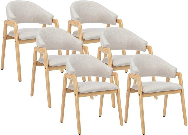 Vente-unique Stuhl Soluna in Beige aus Stoff und Gummibaumholz im skandinavischen Design, Breite: 56 cm - Bild 1