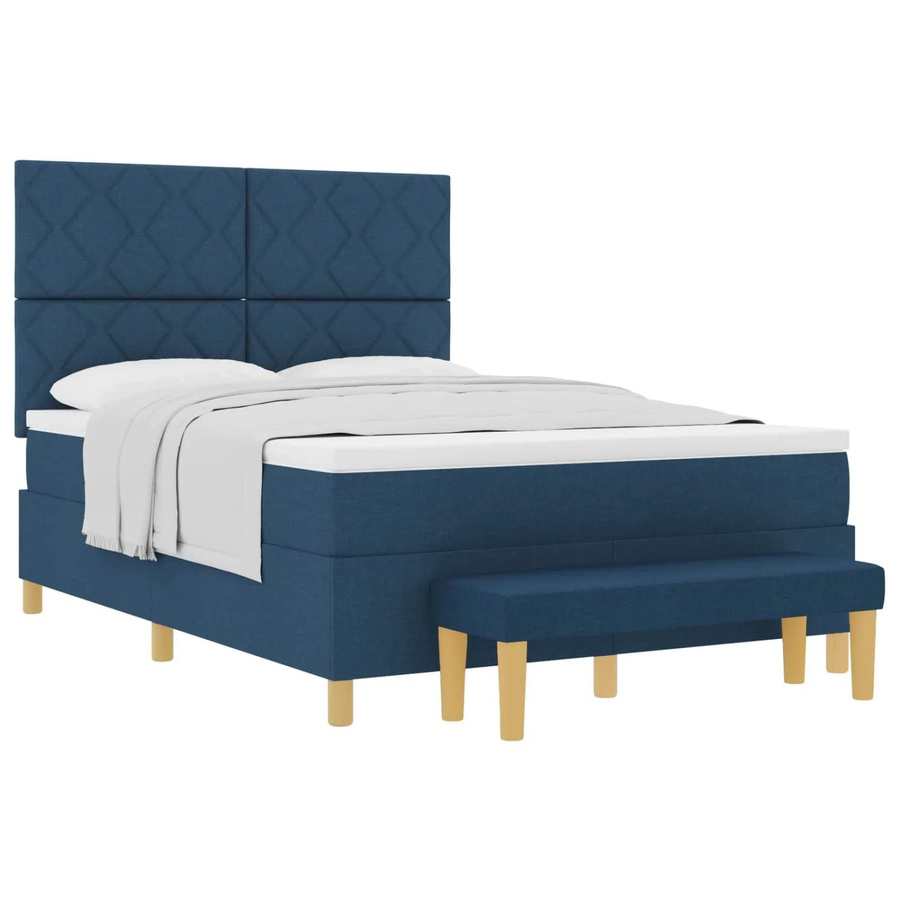 vidaXL Boxspringbett mit Matratze und Kopfteil in Blau, B/T/H: 160 x 200 x 128 cm - Bild 2