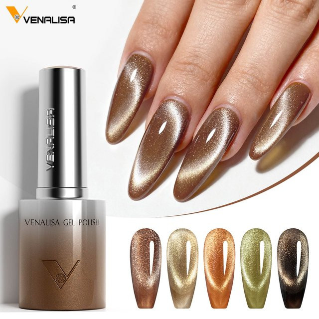 Venalisa Warm Coffee Cat Eye Nagellack, 10 ml, Schimmernd - Bild 1