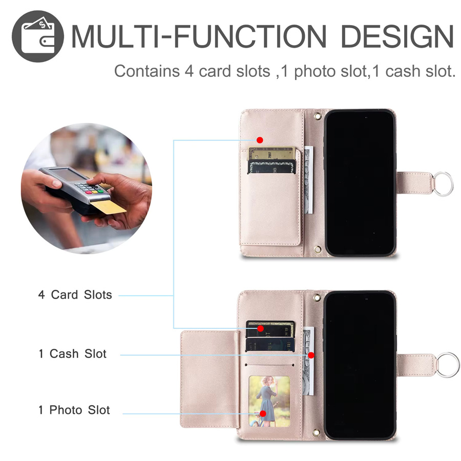 Crossbody Leder-Handyhülle für Xiaomi Redmi Note 15 14 13 12 11 Pro Plus 14C A3 13C 11A 12 5G mit Umhängeband und Flip-Wallet-Funktion in Grün - Bild 4