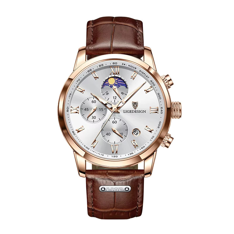 LIGE Chronograph Armbanduhr, Quarz, Edelstahl, Herren - Bild 7