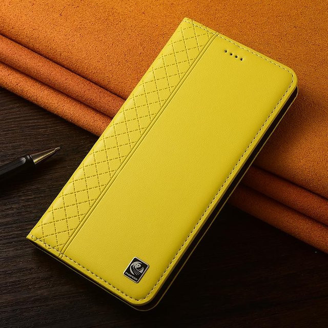 Napa Innengitter Klapphülle aus echtem Leder für Samsung Galaxy S20 bis S25 Ultra FE Plus Edge mit Kartenfächern in Zitronengelb - Bild 1