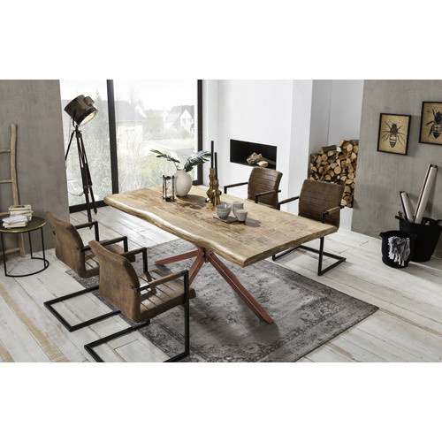 TABLES & CO Esstisch aus Mango Holz in Braun mit Live Edge Design, Höhe: 77 cm, Tiefe: 90 cm - Bild 2