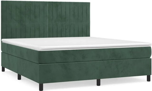 vidaXL Boxspringbett mit Matratze Dunkelgrün Samt B/T: 160 x 200 cm - Bild 1