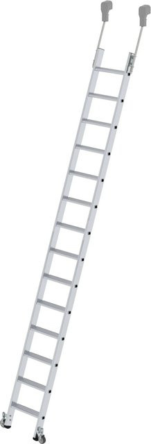 PROREGAL Stufen-Regalleiter Fahrbar, 14 Stufen, Silber - Bild 1