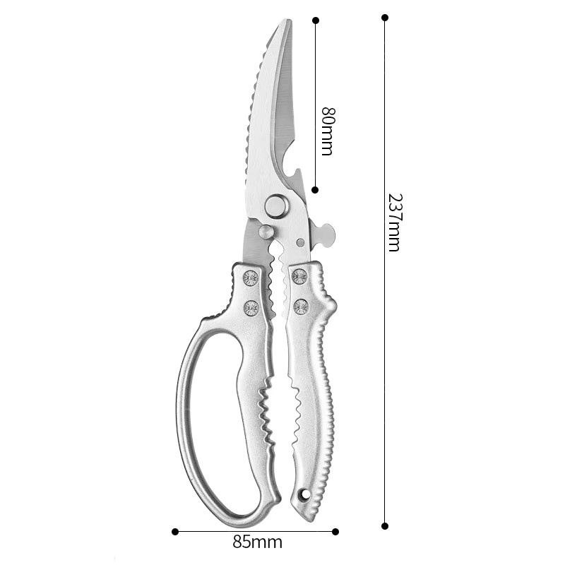 WXCOO Küchenschere aus Edelstahl in Silber als multifunktionale Hühnerschere für Fleisch, Gemüse und Fisch mit rutschfestem Griff - Bild 6