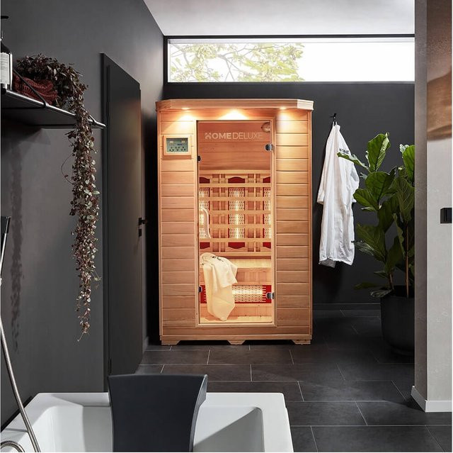 Home Deluxe Infrarotkabine REDSUN M mit Vollspektrumstrahler für 2 Personen, Farbe: Braun, B/T: 120 x 105 cm - Bild 4