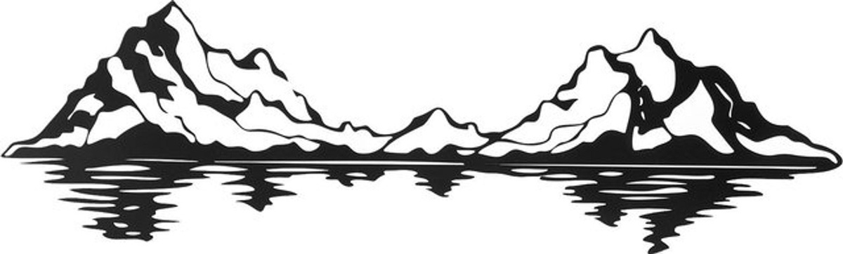 OutsideWorld Wanddeko aus Metall mit abstraktem Berg-Design in Schwarz - Bild 1