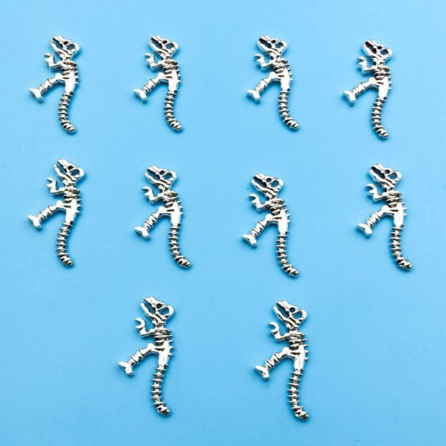 Anhänger Dinosaurier-Skelett, Silber, Messing, Unisex - Bild 1