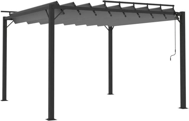 vidaXL Pavillon mit Lamellendach aus Aluminium und Polyester in Anthrazit, B/T: 300 x 300 cm - Bild 1