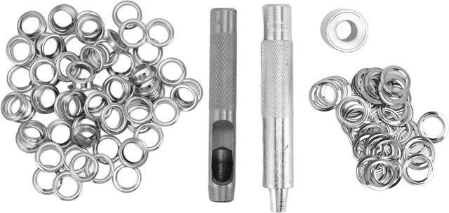 OutsideWorld Ösenwerkzeug-Set mit 100 Ösen, Setzwerkzeugen, Lochschneider und Dorn in Grau und Silber - Bild 1