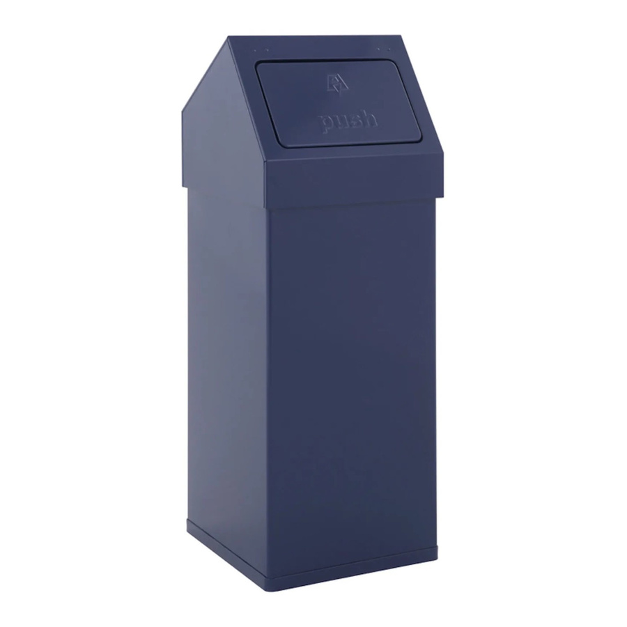 PROREGAL Eckiger Aluminium Abfallbehälter Haiti mit Push Deckel, Blau, 55 Liter, H x B x T: 77 x 30 x 30 cm - Bild 2