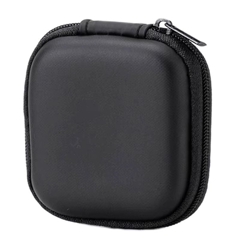 Tragbare Leder Kopfhörer Tasche mit Reißverschluss und USB-C Organizer für Reise und unterwegs in Blau - Bild 4