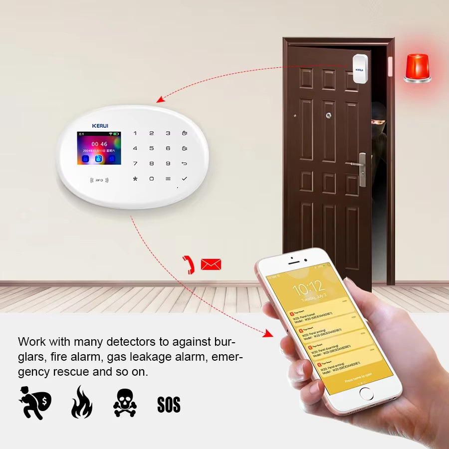 KERUI W204 Tuya Smart Alarm System mit 4G WIFI GSM, Home Security Set in Weiß inklusive Bewegungsmelder und Türsensor, kompatibel mit Alexa - Bild 5