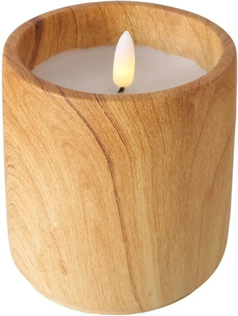 Boltze Home LED-Kerze Yuna in Beige und Sand, moderne Stumpenkerze für den Tisch, Höhe: 10,5 cm, Durchmesser: 9 cm - Bild 1