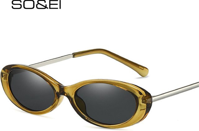 SO&EI Vintage Candy Colors Sonnenbrille, oval, Vollrand, Unisex, gelb, grün - Bild 1