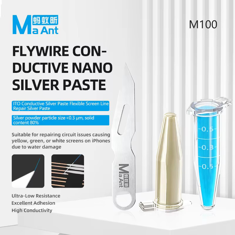 MAANT M100 Leitfähiges Nano-Silberpaste-Set zur Reparatur von Sprungdrähten auf Telefonbildschirmen in Silber - Bild 3