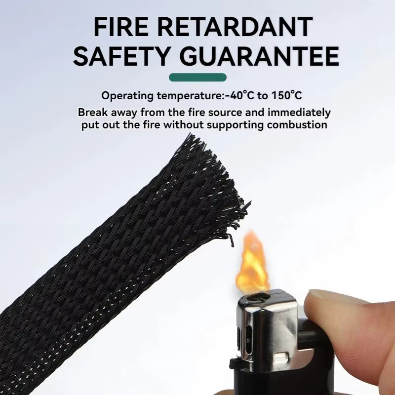 Feuerfestes und flammhemmendes Elektrokabel-Bündel aus schwarzem Nylon mit geflochtener Hülse und isolierendem Schutz - Bild 4