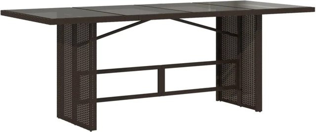 vidaXL Gartentisch aus Polyrattan mit Glasplatte in Braun, B/T/H: 190 x 80 x 74 cm - Bild 1
