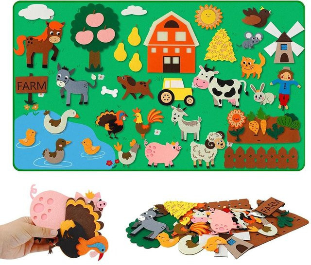Binchi Bauernhoftiere Filz Geschichtenbrett Set, Puzzle Spielzeug - Bild 1