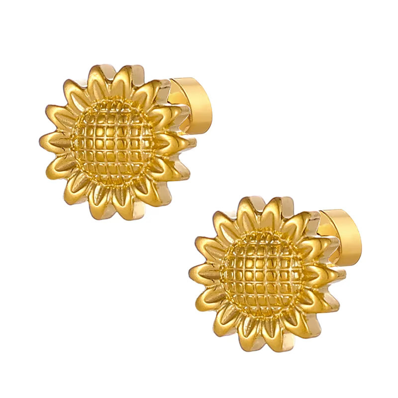 CARLIDANA Ohrringe, Edelstahl, 18K Gold überzogen, Sonnenblume, Herz, Muschel, Damen - Bild 2