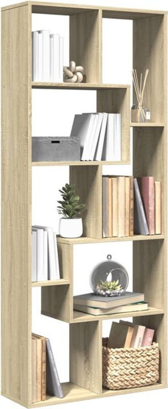 Vidaxl Raumteiler-Bücherregal aus Holzwerkstoff in Sonoma-Eiche Natur, Modern, B/T/H: 67 x 25 x 161,5 cm - Bild 1