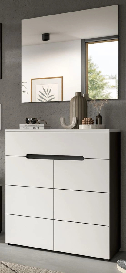 Inn.Furn Garderoben-Set Cooper 2-teilig in Weiß und Grau mit Spiegel und Schuhschrank, B/T/H: 80 x 37 x 190 cm - Bild 2