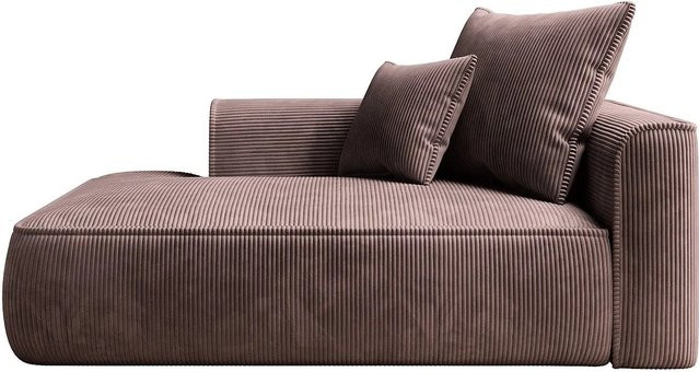 Vente-unique Recamiere ohne Schlaffunktion in Rosa mit Cord-Bezug, Breite: 180 cm - Bild 1